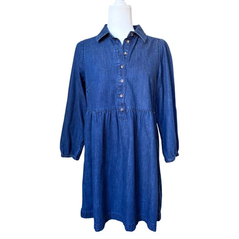 LOFT Denim Chambray Dress Long Sleeve Casual Shirt Dress Blue Size 4